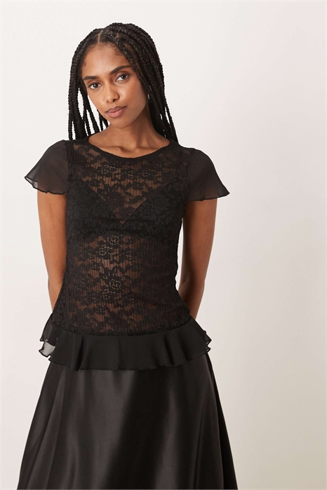 Топ из кружевной сетки с оборками Roselani артикул 154275783