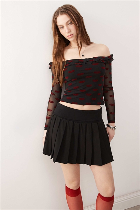 Топ с открытыми плечами и принтом в виде пуховых перьев от Nihal артикул 143084031