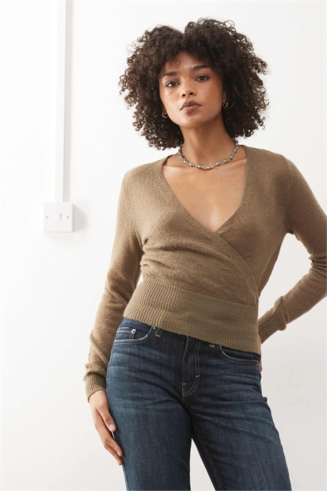 Длиннорукавная кофта Nilza из трикотажа с запахом артикул 154273877