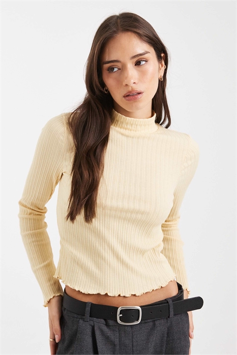 Топ с высоким воротником и ребристой отделкой артикул 149111418