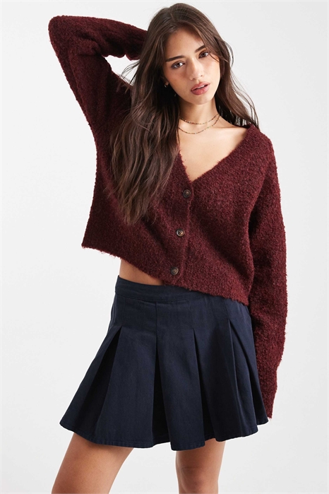 Кардиган с V-образным вырезом из букле артикул 143356041