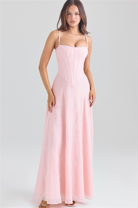 Макси-платье Esme из шифона цвета бледно-розового румянца артикул 150327127