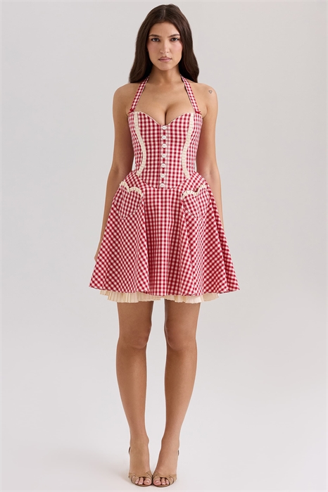 Хлопковое мини-платье с завязками на шее от Heidi артикул 148225429