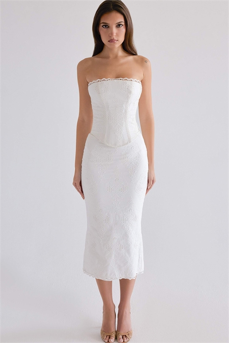 Топ-корсет без бретелек из хлопка с вышивкой от Livie артикул 149383281