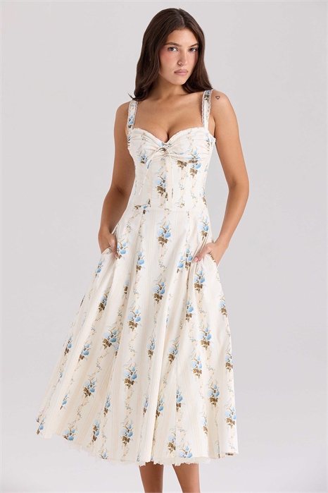 Хлопковое платье-миди с корсетом Rosalee артикул 147861443