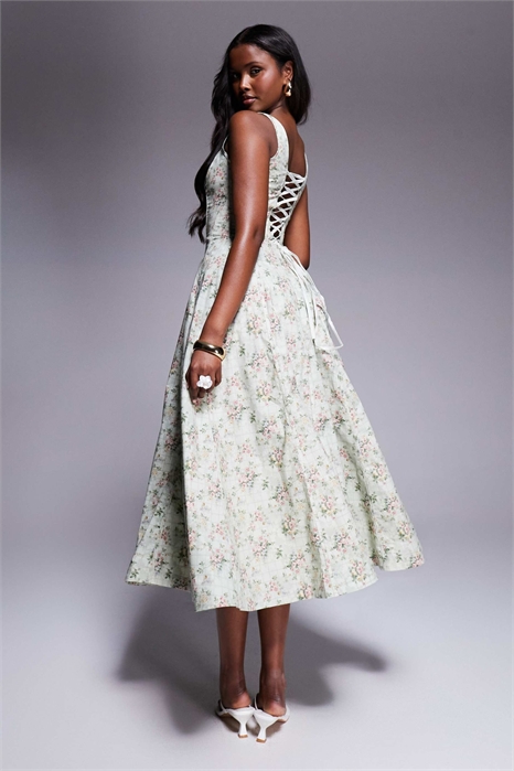 Хлопковое платье средней длины с принтом Mariabella артикул 147861017