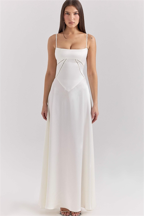 Макси-платье Anabella из атласа с кружевной шнуровкой артикул 149634740