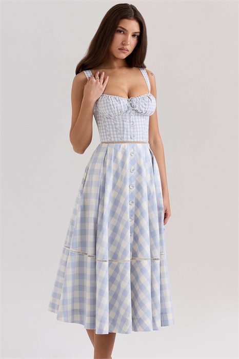 Платье средней длины из эластичного хлопка в клетку от Chiarina артикул 148261472