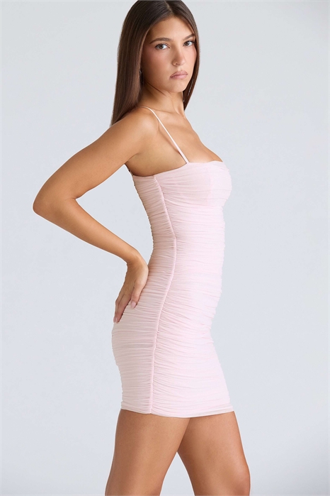 Мини-платье Ella Ballerina из розовой эластичной сетки с сборками артикул 151781936