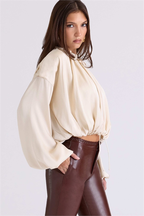 Блузка Talia из атласа с открытым передом артикул 153887658