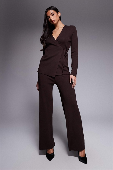 Эксклюзивные брюки с широкими брючинами из ребристого трикотажа co-ord артикул 153527864