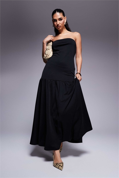 Эксклюзивное макси-платье-бандо с заниженной талией артикул 140075393