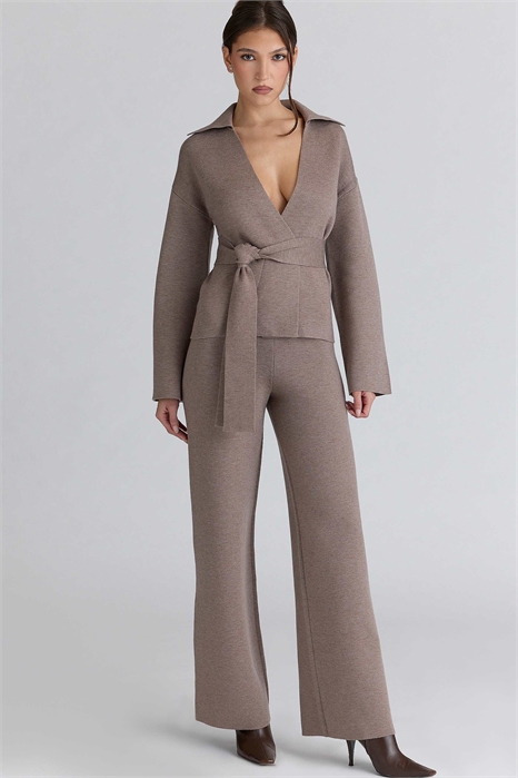 Шерстяные брюки с широкими брючинами Avery цвета «тауп» артикул 155471220