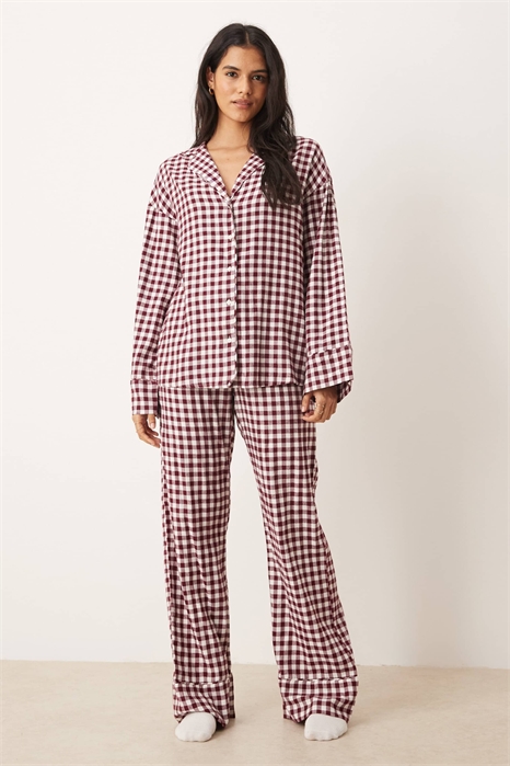 Комбинируйте фланелевые пижамные брюки в красно-белую клетку артикул 152934440