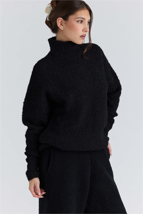 Свитер из черной шерсти с букле-узором из Бруклина артикул 155231224