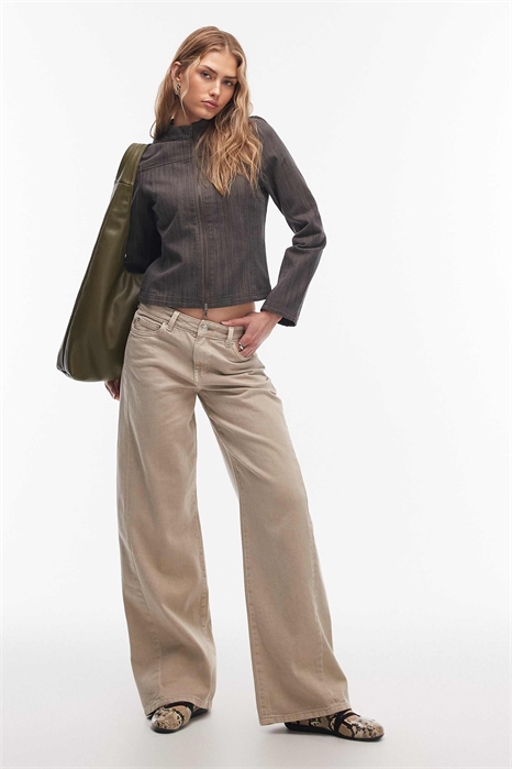 Джинсы с низкой талией и широкими брючинами артикул 153753612