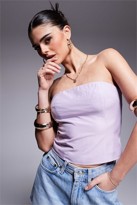 Эксклюзивный укороченный топ-бандо с высоким содержанием хлопка артикул 140075380