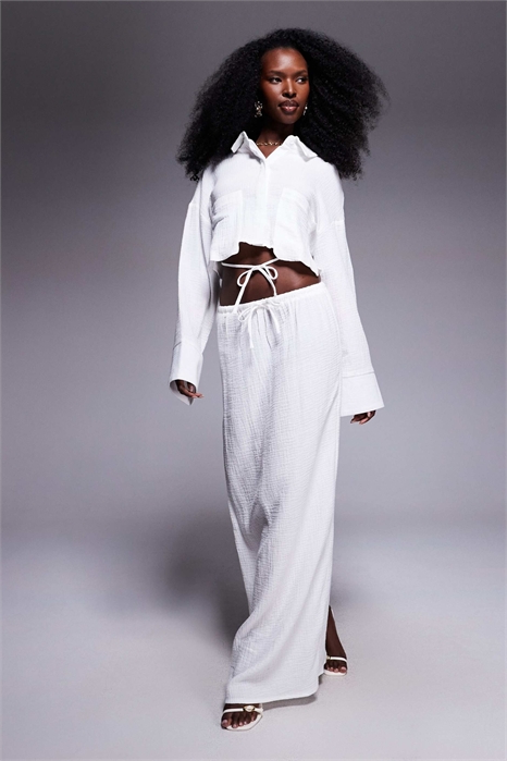 Эксклюзивная макси-юбка из фактурного хлопка с завязками co-ord артикул 140700594