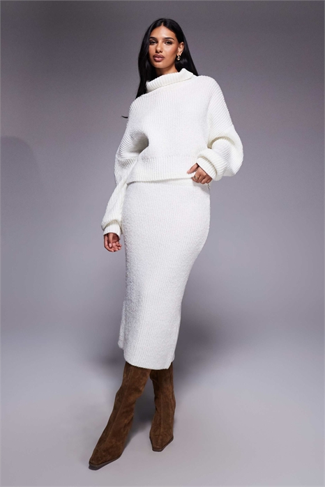 Эксклюзивная юбка средней длины из ребристого трикотажа co-ord артикул 153716993