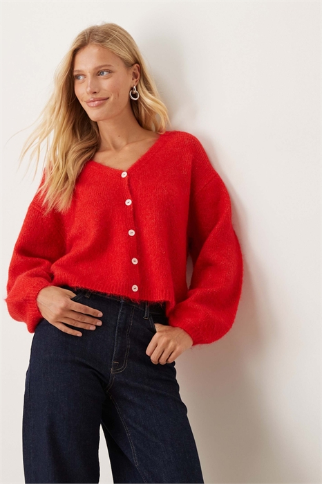 Вязаный кардиган из шерсти и альпаки с V-образным вырезом артикул 148379542