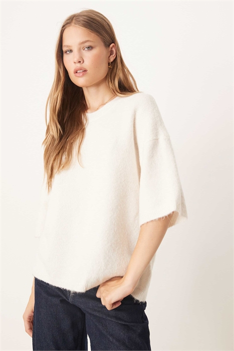 Свитер из шерсти и альпаки с короткими рукавами и свободным кроем артикул 148451061