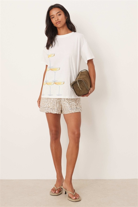 Короткие шорты с мелкими пайетками co-ord артикул 150264229