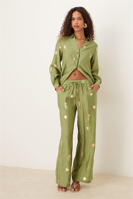 Брюки с широкими брючинами из золотой фольги co-ord артикул 148922515