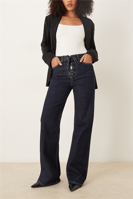 Джинсы прямого кроя из 100% хлопка с галстучным элементом от Flor co-ord артикул 153643634