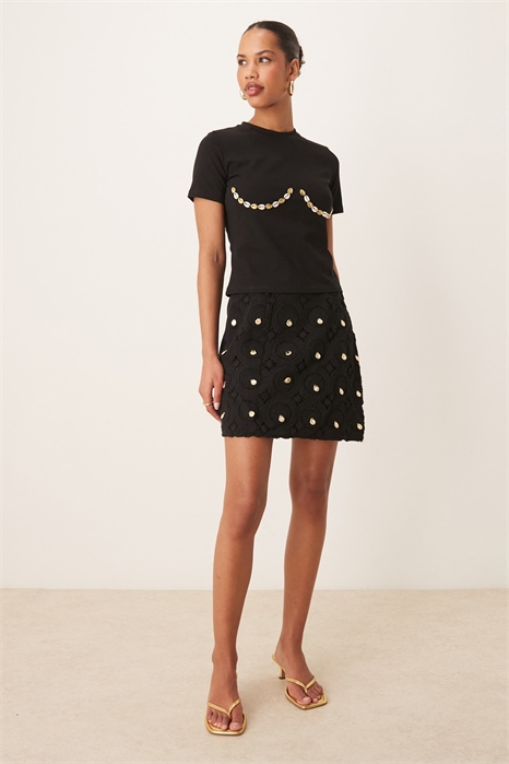 Мини-юбка-парео с узором «ракушка», связанная крючком co-ord артикул 143768259