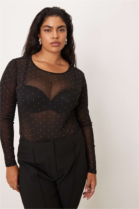 Боди с длинными рукавами «Never Fully Dressed Curve» с декоративными элементами артикул 152557640