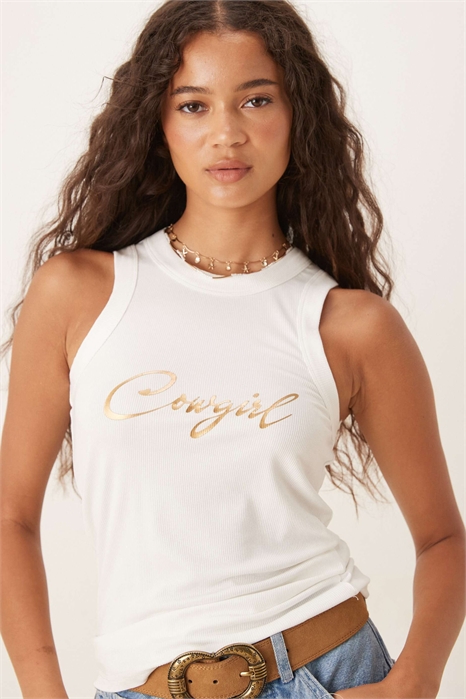 Ребристая металлическая майка в стиле ковбойши артикул 148922513