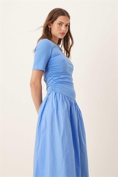 Макси-платье из хлопкового поплина с асимметричным подолом от NeverFully Dressed артикул 146131230