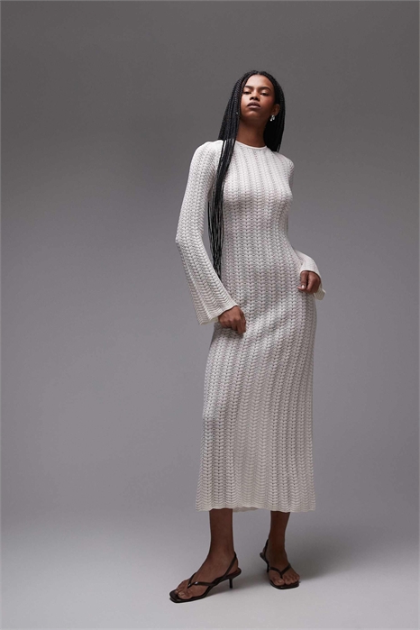 Макси-платье, связанное крючком, с открытой завязкой на спине артикул 144437755