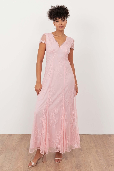 Макси-платье с кружевом и V-образным вырезом артикул 154345960