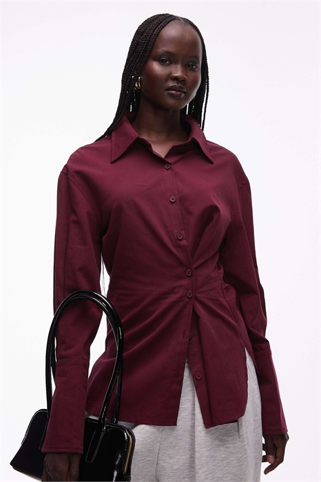 Рубашка с воротником «Сидней», многофункциональной застежкой на пуговицах спереди и зауженной талией артикул 153890056