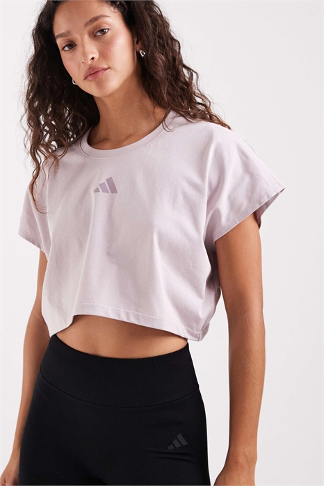 Спортивная майка с укороченным кроем и тремя полосками артикул 155778487