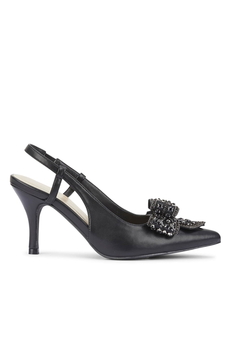 Туфли на среднем каблуке с открытой пяткой и бантиком артикул 151942856