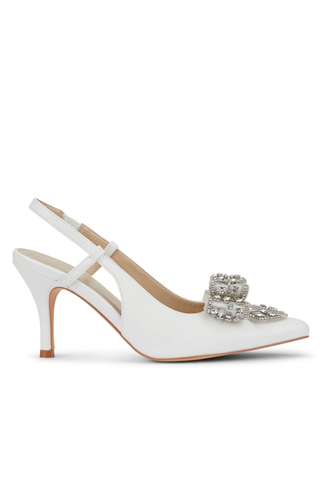 Туфли на среднем каблуке с открытой пяткой и бантиком артикул 151941831