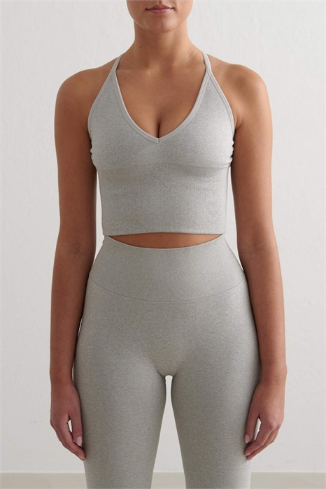 Бралетт серого меланжевого цвета с бесшовной спинкой в виде креста артикул 154191424