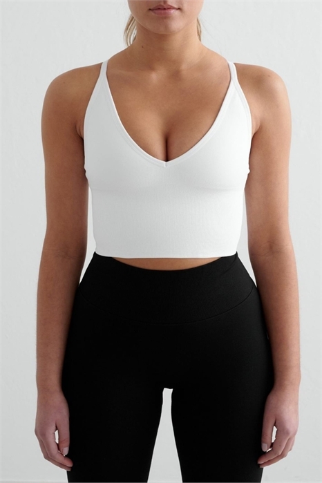 Белый бралетт бесшовной конструкции с перекрещивающимися бретелями на спине артикул 148013001