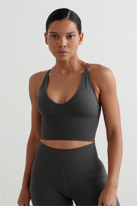 Бралетт серого цвета с бесшовной спинкой в виде креста артикул 142298059