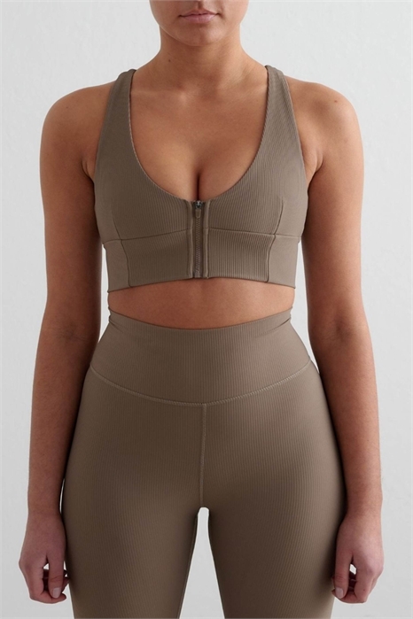 Спортивный бюстгальтер с ребристой отделкой и застежкой-молнией от Nougat артикул 147571019