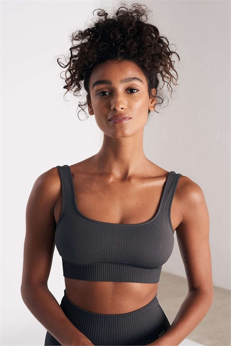 Бесшовный бюстгальтер с ребристой текстурой серого цвета «Шэдоу» артикул 142298009