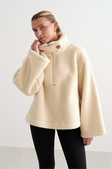 Анорак с белым ворсом цвета миндаля артикул 142298047