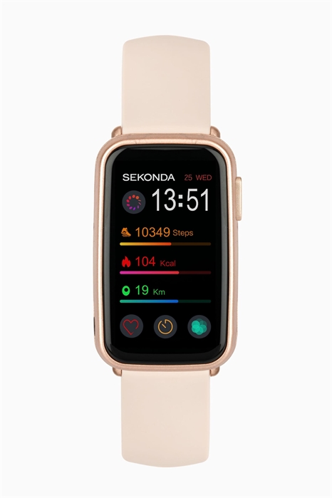 Универсальные смарт-часы Track 26 мм с корпусом цвета розового золота и силиконовым ремешком, оснащенные ЖК-дисплеем артикул 139568048