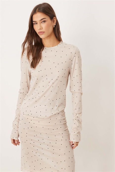 Пижамная кофта с длинными рукавами в мелкую полоску цвета «медовый слинки» артикул 151750007