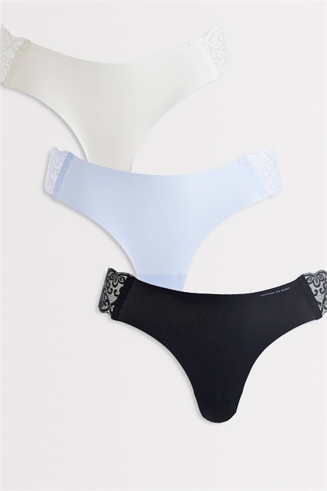 Набор из 3 бесшовных стрингов Party Pants: черные, синие и белые артикул 153491601