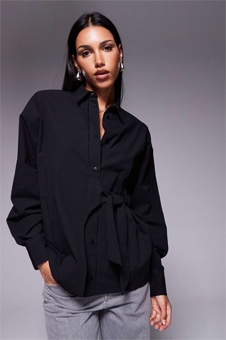 Рубашка свободного кроя с бантиком на воротнике артикул 149888241