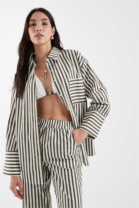 Пляжная рубашка свободного кроя с хлопковым карманом спереди co-ord артикул 153490704