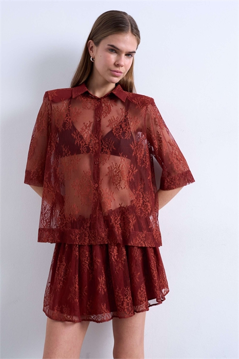 Рубашка из прозрачного кружева артикул 151997595